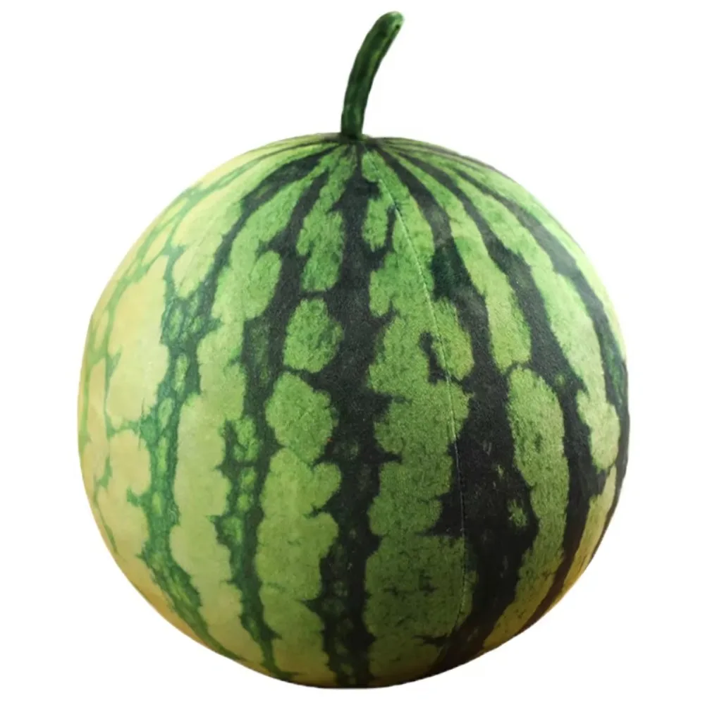 Soft Cotton Watermelon Lifelike 3D Simulation Watermelon Stuffed Pillow Funny Design Round Oval Shape Watermelon Pendant