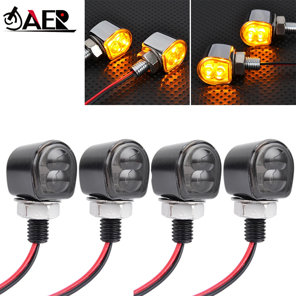 

Mini LED Motorcycle Turn Signal Indicators Blinker Lights Amber Flasher Signal Intermitentes Moto 8mm 12V for Cafe Racer Bobber