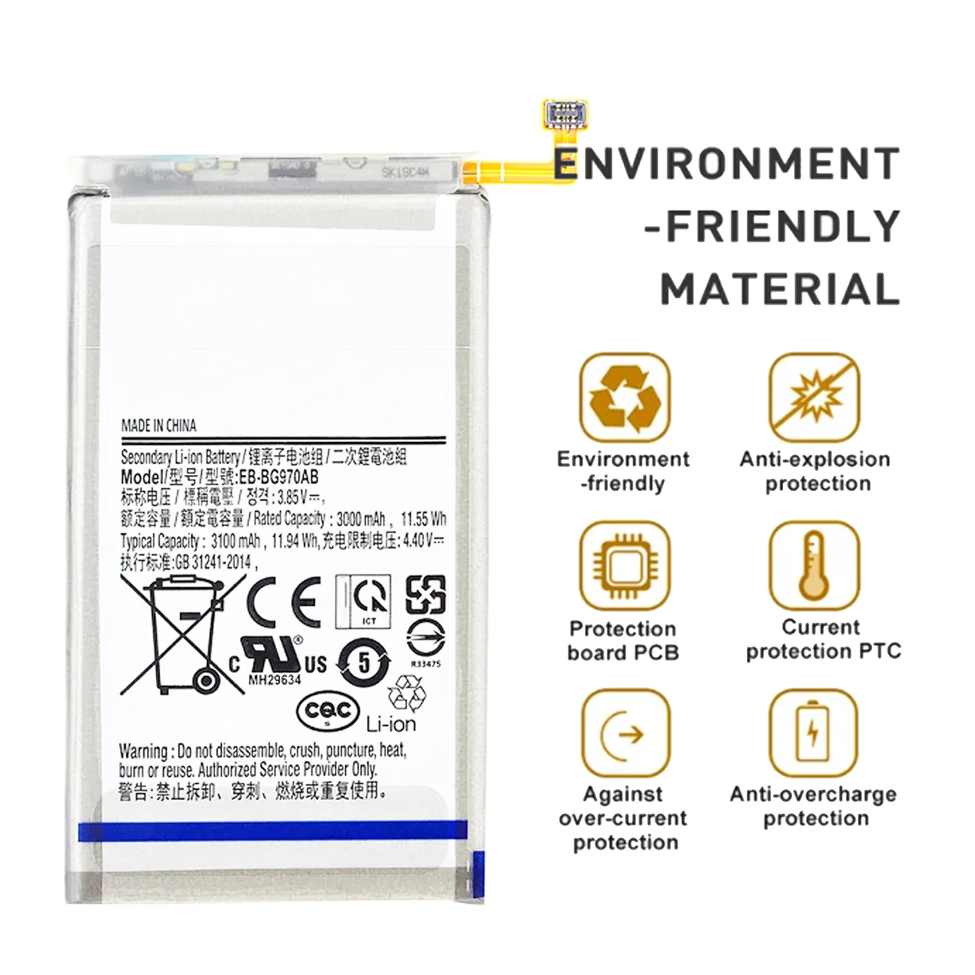 EB-BG970ABU Battery FOR SAMSUNG GALAXY S10E G970 Repair Part  Capacity Phone Batteries Bateria