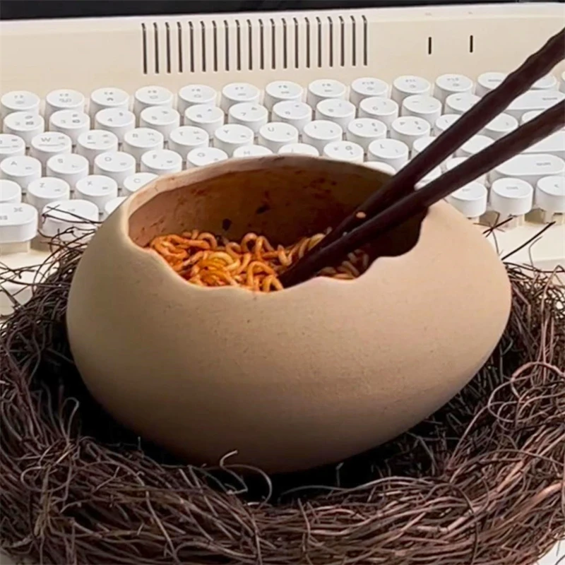 Eggshell Bowl Strange Bird's Nest Bowl Plate Student Dormitory Exquisite Creative Instant Noodle Bowl