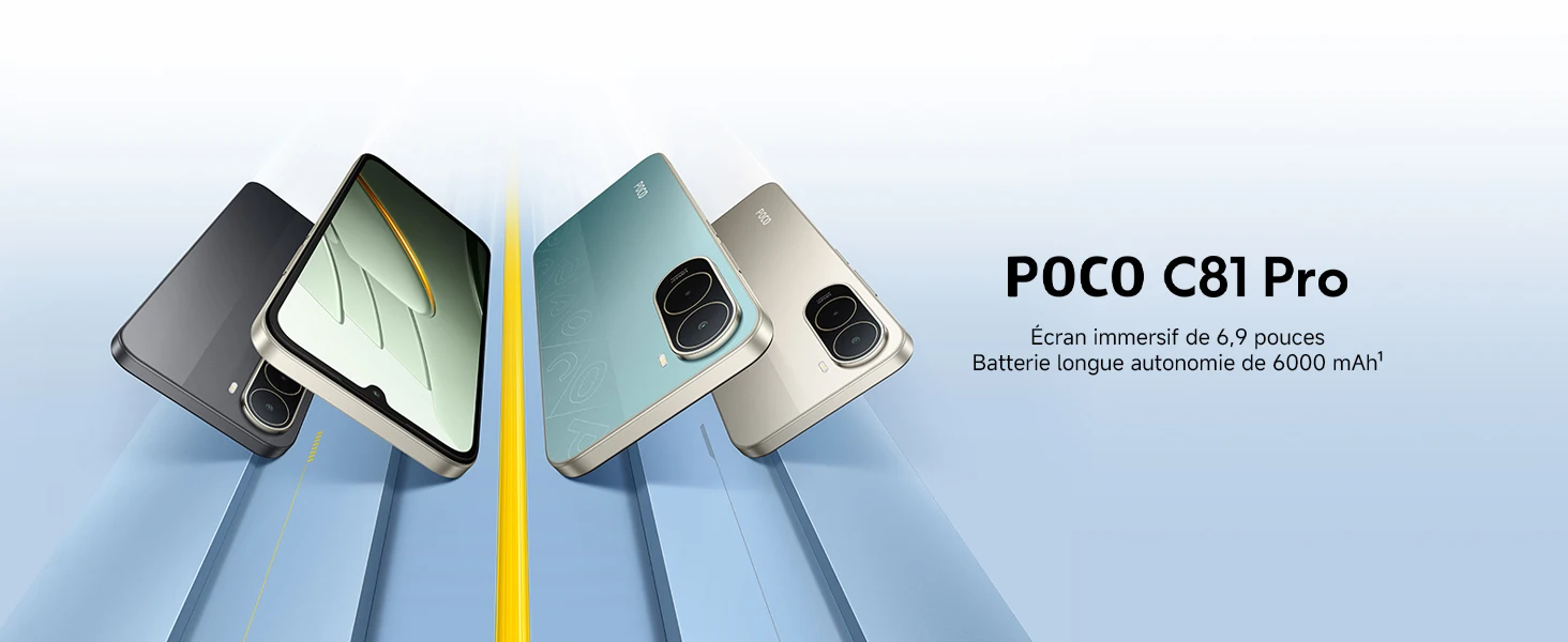 Xiaomi France POCO C81 Pro, immersive screen of 6,9 ", long battery life of meh, powerful octa-core processor, dual camera IA of 13 Mpx