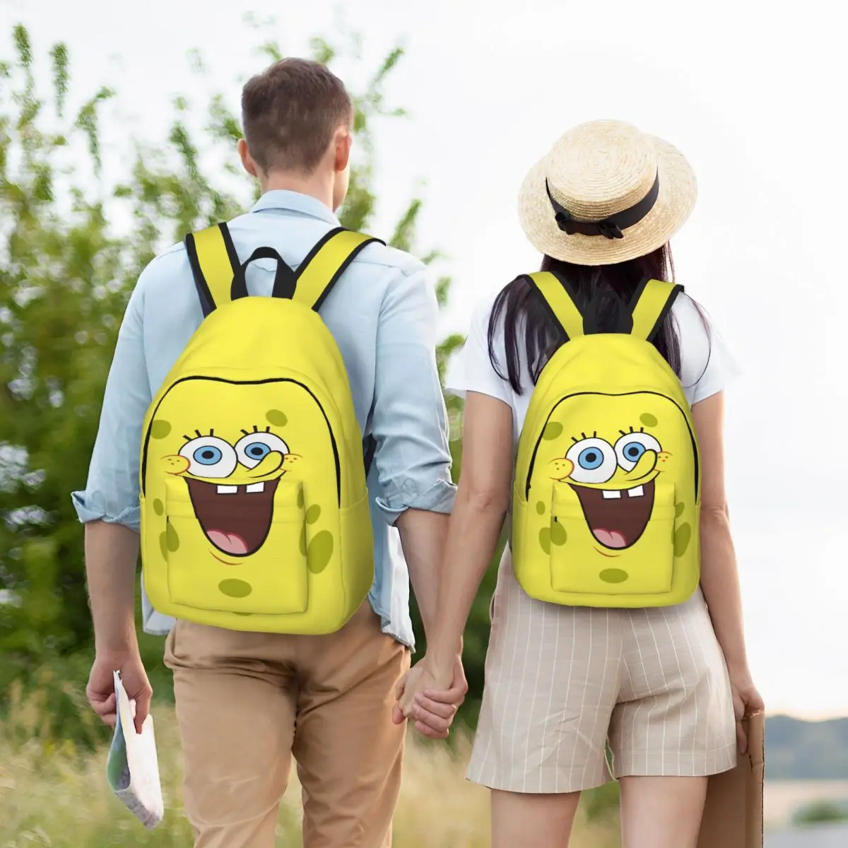 Hiking Squarepants Face Portrait Sturdy Shoulder Harajuku Design SpongeBob Daypack For Women Daypack Birthday Gift