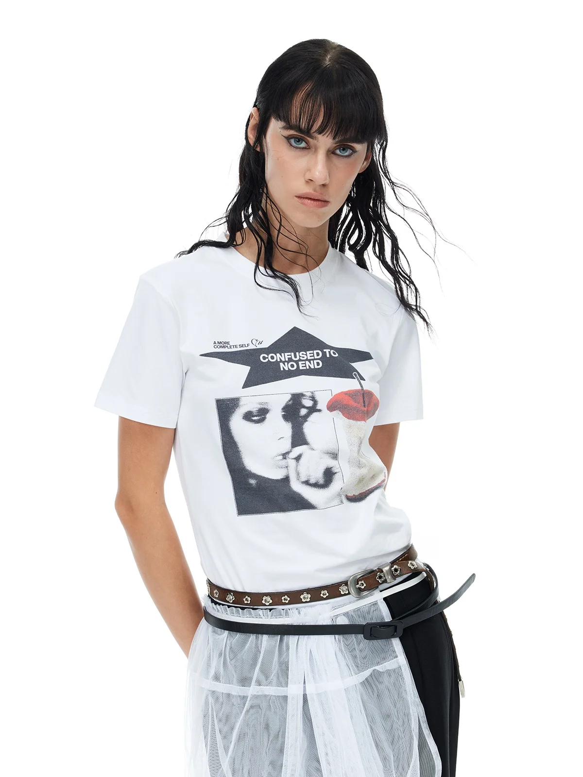 

Футболка Slim Fit в американском стиле ретро ort Sve, женская Costustoot 24SS «Fading Memory», хлопок, полиэстер, круглая, Ne