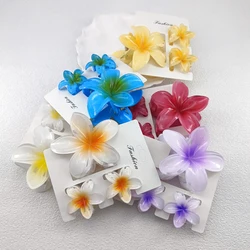 3PCS/SET Summer Flower Gradient Color Hair Claw for Women 8CM*1+4CM*3 Hair Clips Beach Popular Travel hair Accesory Female