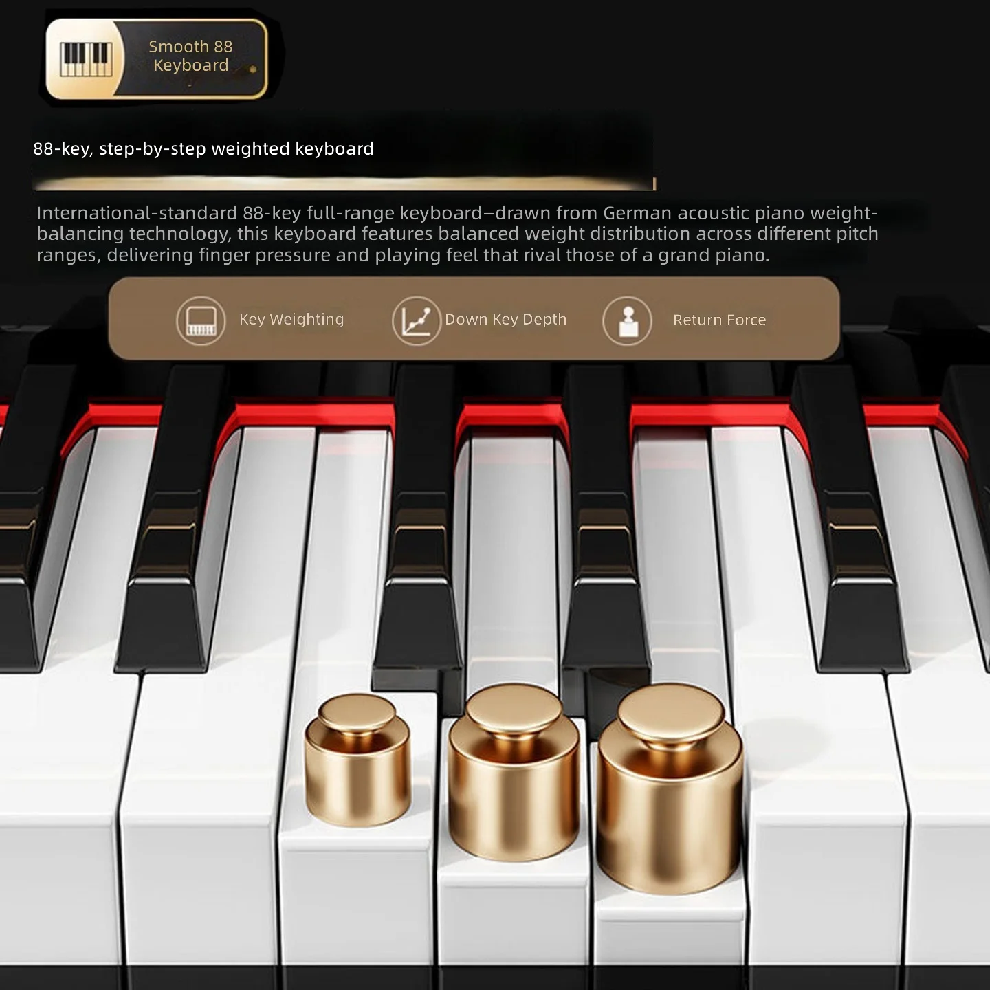 German 88 Keys Full Weighted Smart Digital Piano Grade 10 Exam Home Piano for Adult Kids Beginners