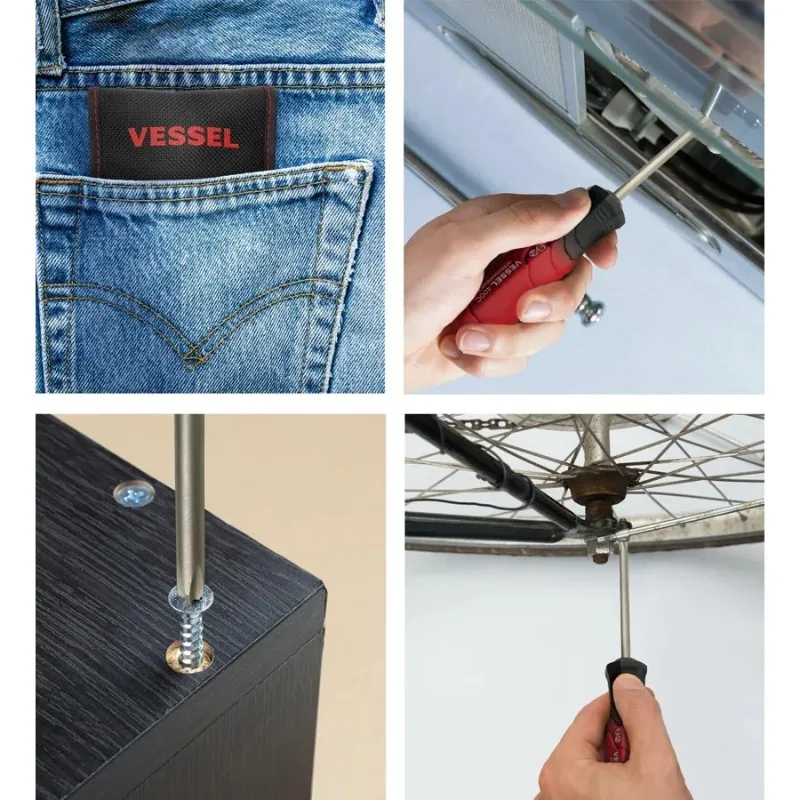 مجموعة مفكات براغي VESSEL TD-2100 JIS - لقم قابلة للتبديل، مغناطيسية، تناسب مسامير فيليبس/فتحة برأس واحد، أداة منزلية/معدات