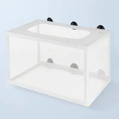 

Fish Tank Acclimation Box with Net and Suction Cup Aquarium Breeder Hatchery Accessory