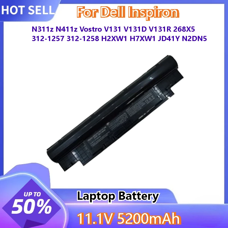 

Для Dell Inspiron N311z N411z Vostro V131 V131D 312-1257 312-1258 H2XW1 H7XW1 JD41Y N2DN5 Новый аккумулятор для ноутбука 11,1 В 5200 мАч