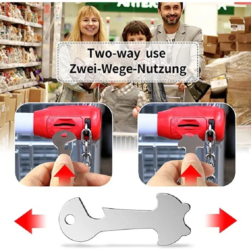 Portable Stainless Steel Trolley Token Key, Shopping Cart Tokens Ring Decorative Keychai Multipurpose Shopping for Outdoor, 4Pcs
