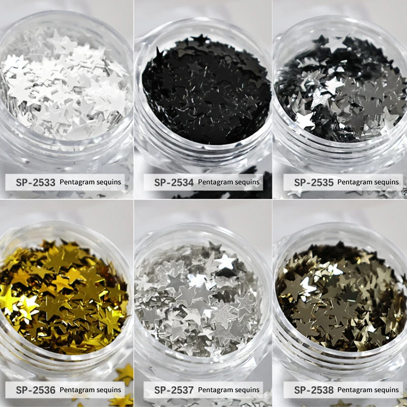 1 صندوق الخماسية نجمة القلب مسمار مزيج الترتر فلاش مسمار مشرقة مرآة الدقيق الديكور مسمار الفن لتقوم بها بنفسك مسمار الفن المتحمسين