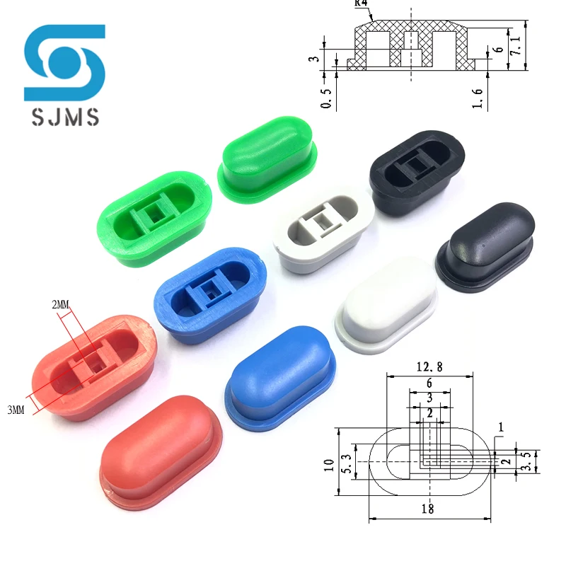 20Pcs A05 3*2mm Tactile Push Button Switch Cap 18*10*7mm Applies To 5.8*5.8 7*7 8*8 8.5*8.5mm Self-Locking Switch Button Cap