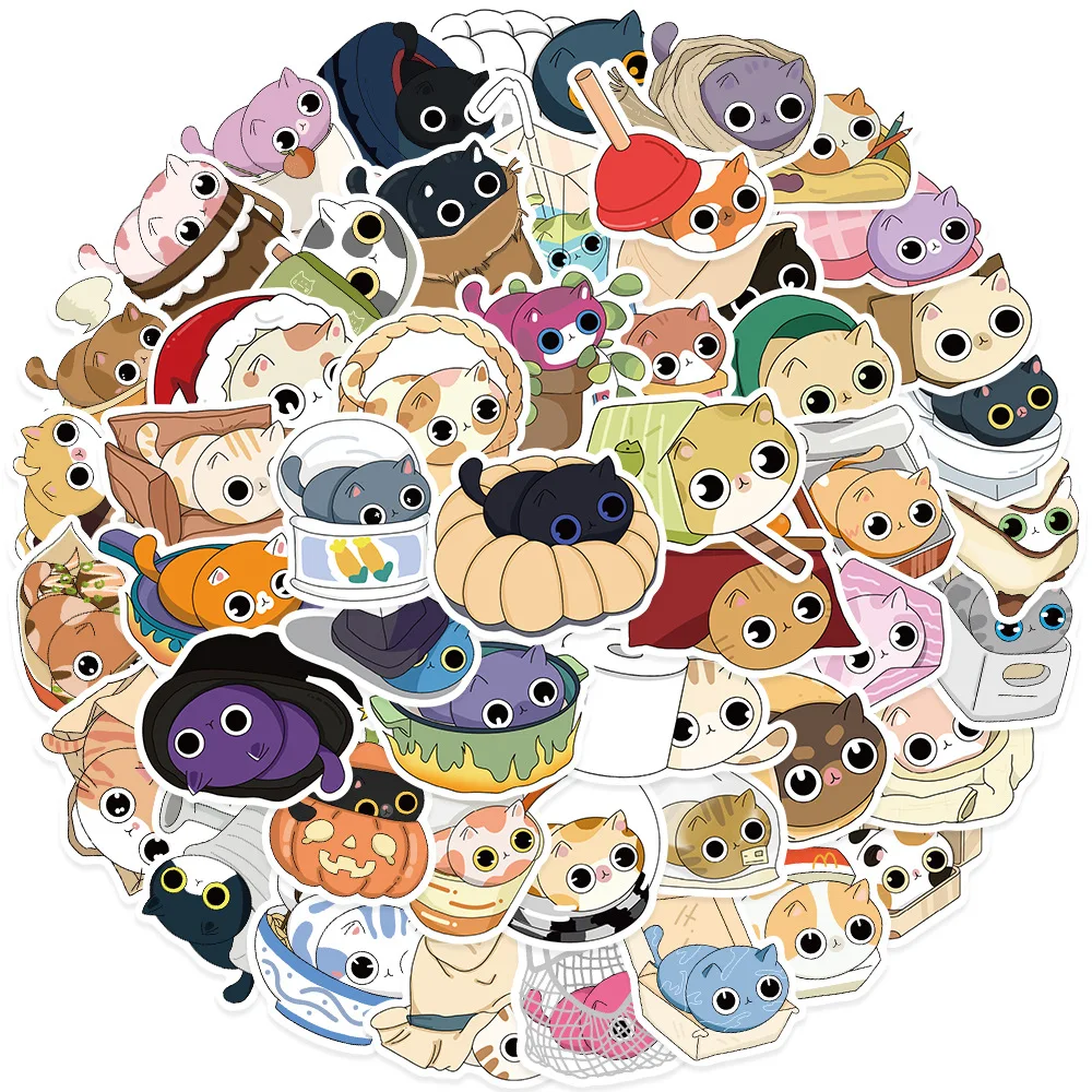 

50Pcs Cute Hiding Cat Stickers Cat Meme DIY Stickers Scrapbooking Phone Luggage Skateboard Waterproof Decals