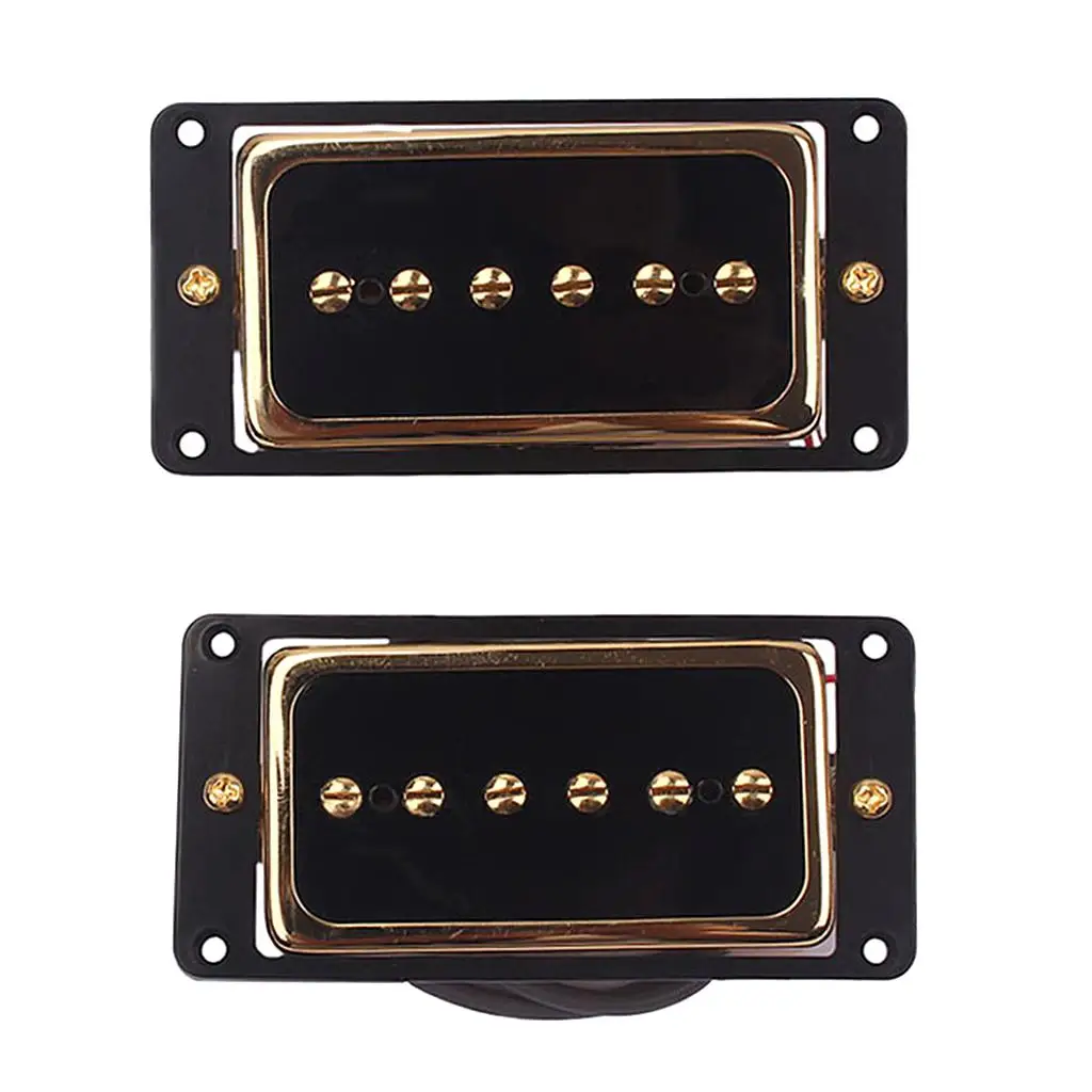 Tooyful Alnico 5 Humbucker Pickup Bridge Neck Set P90 for Electric Guitar Accessory Black