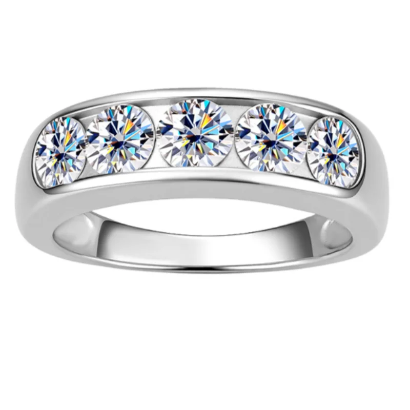 

S925 Sterling Silver Moissanite Ring With Certificate Minimalist Fashion For Men Women Luxury Exquisite Jewelry Gift