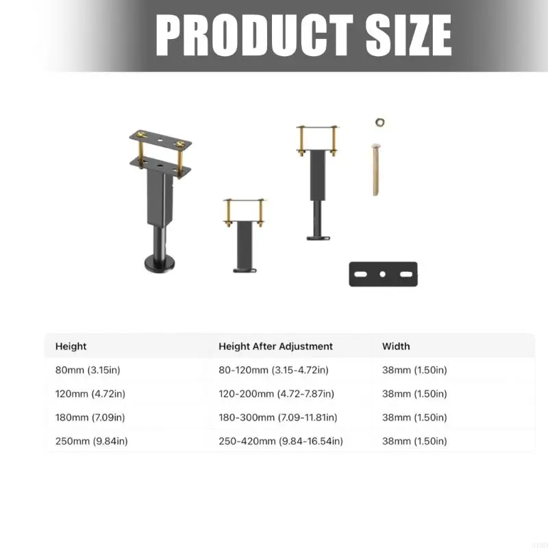 4 قطع من أرجل دعم الأثاث القابلة للتعديل، تصميم فولاذي قوي، تركيب سريع، قاعدة لتقليل الضوضاء للطاولات والمكاتب #6