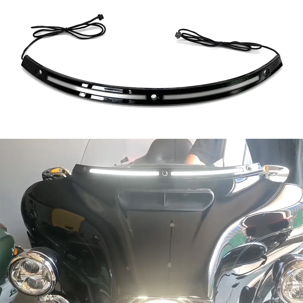 Motorcycle Windshield Trim Light With Gentle Grow For Harley Davidson Touring 2014-2023 Aluminum Alloy