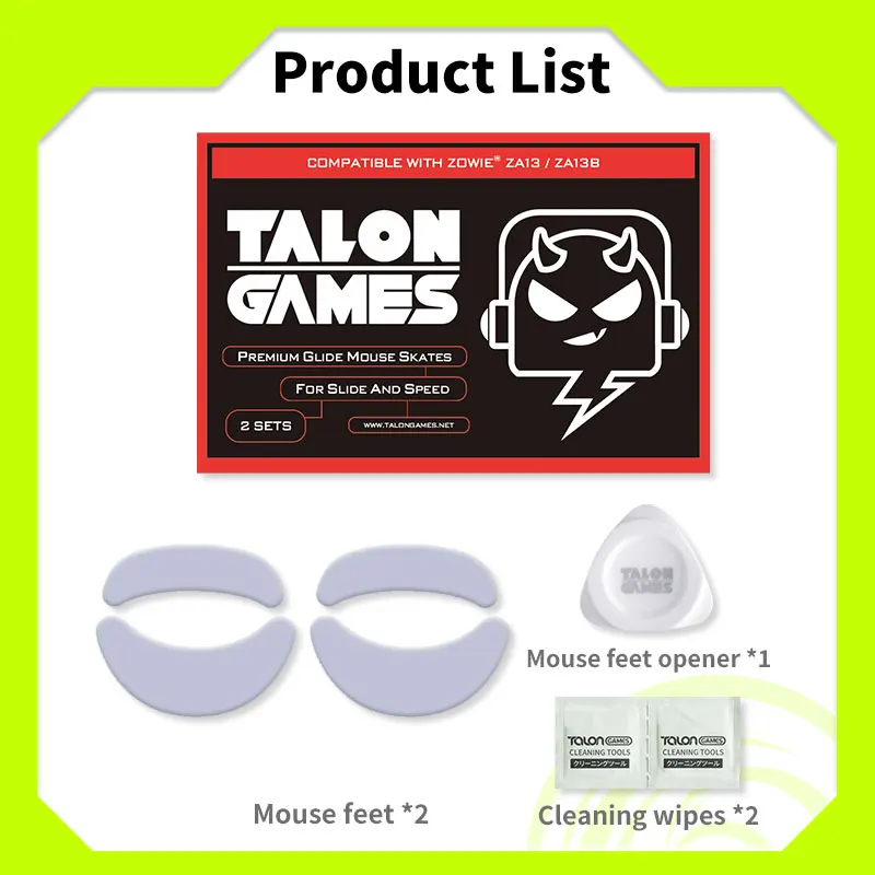 2 Sets TALONGAMES Mouse Feet Light Gray Custom Curved Edge Mouse Skates For Zowie ZA13 / ZA13B Gaming Mouse Feet Replacement