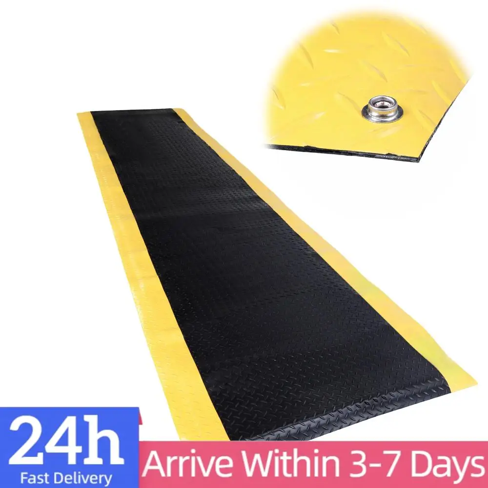 

Standing Mat 144x36inch Industrial Floor Mat Thick 3/4in Black with Yellow Border for Industrial and Commercial Workplaces