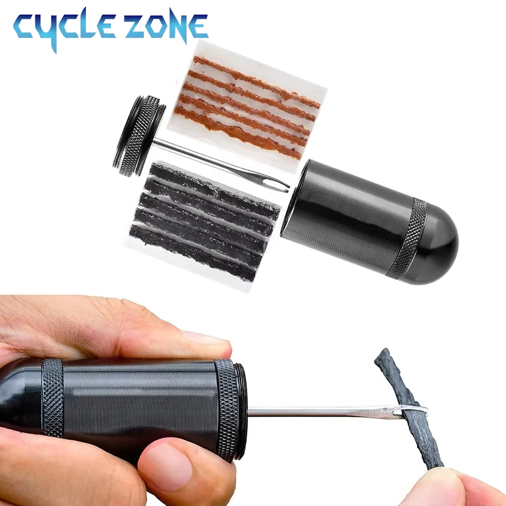 Portable Bike Tubeless Tire Repair Kit Tyre Drill Puncture Urgent Glue Repair Rubber Stripe Bike Maintenance Puncture Road MTB