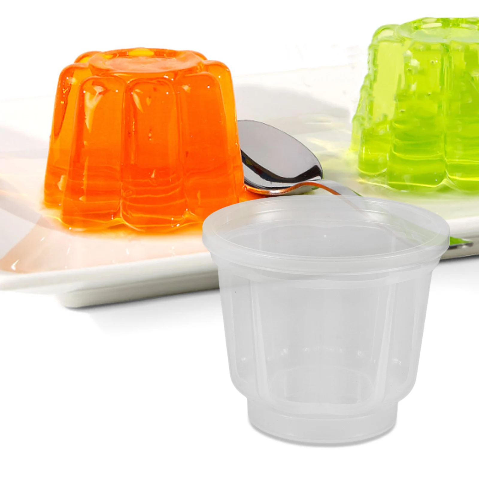

4pcs Dessert Cups Clear Plastic Jelly Cups Lids Spoons PP Heat Resistant Transparent Baking Molds Yogurt Pudding Mousses
