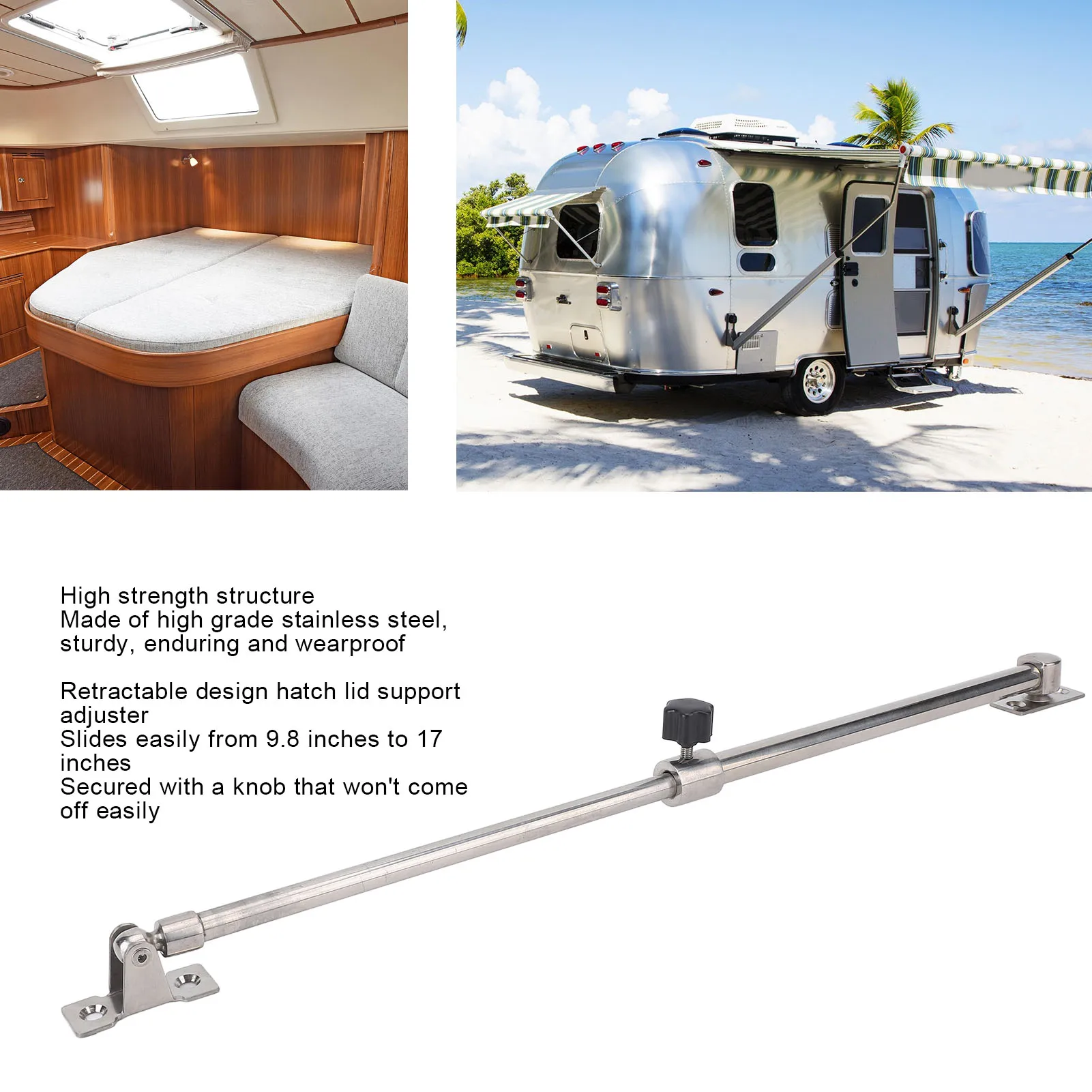 Marine Hatch Lid Holder Adjuster Marine Hatch Lid Adjuster Abrasion Proof Hatch Lid Stay Rugged Enduring Retractable for Yacht