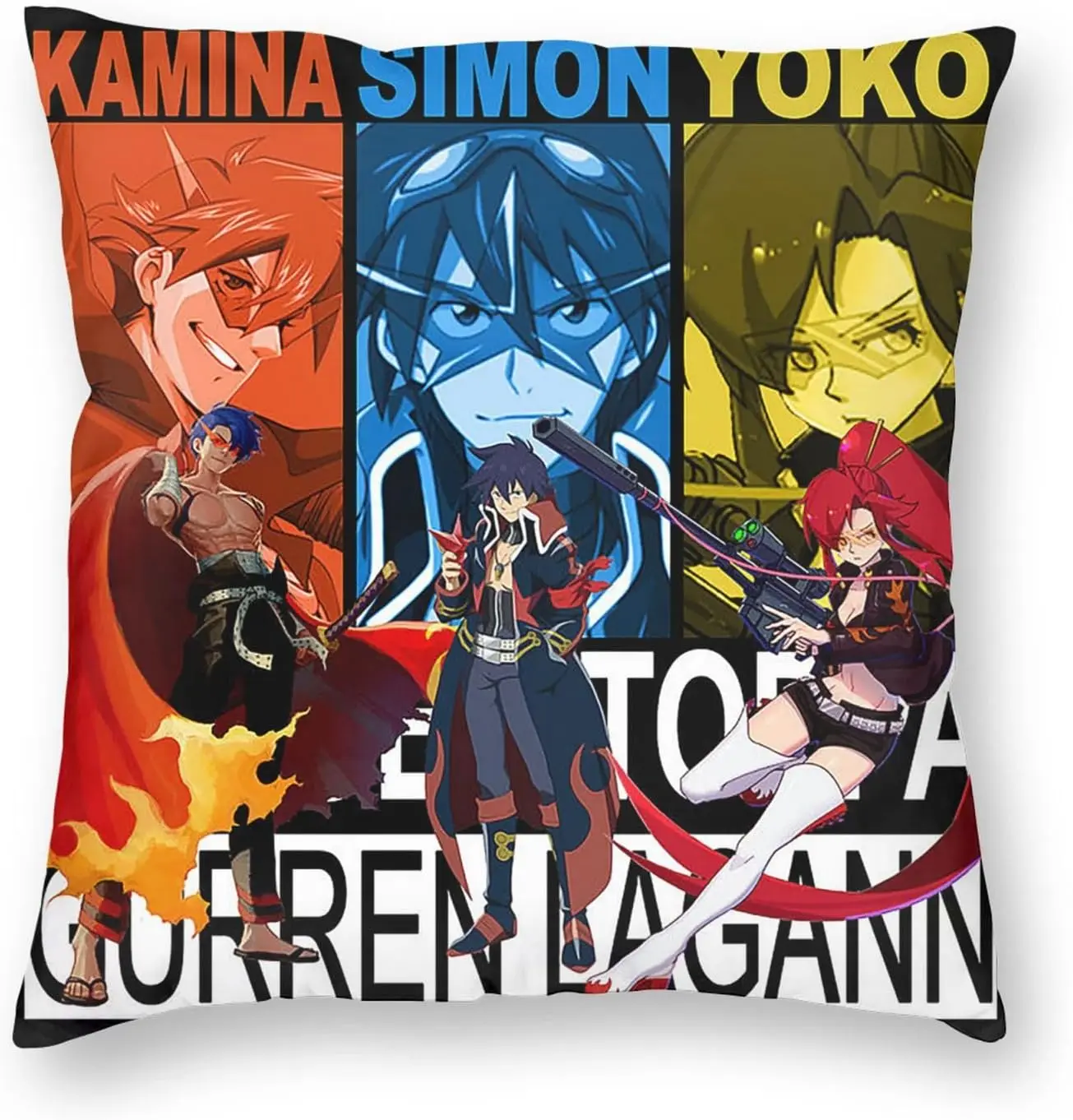 Gurren Lagann Throw Pillow Covers Pillowcases Square Anime Decorative Covers Cushion 18