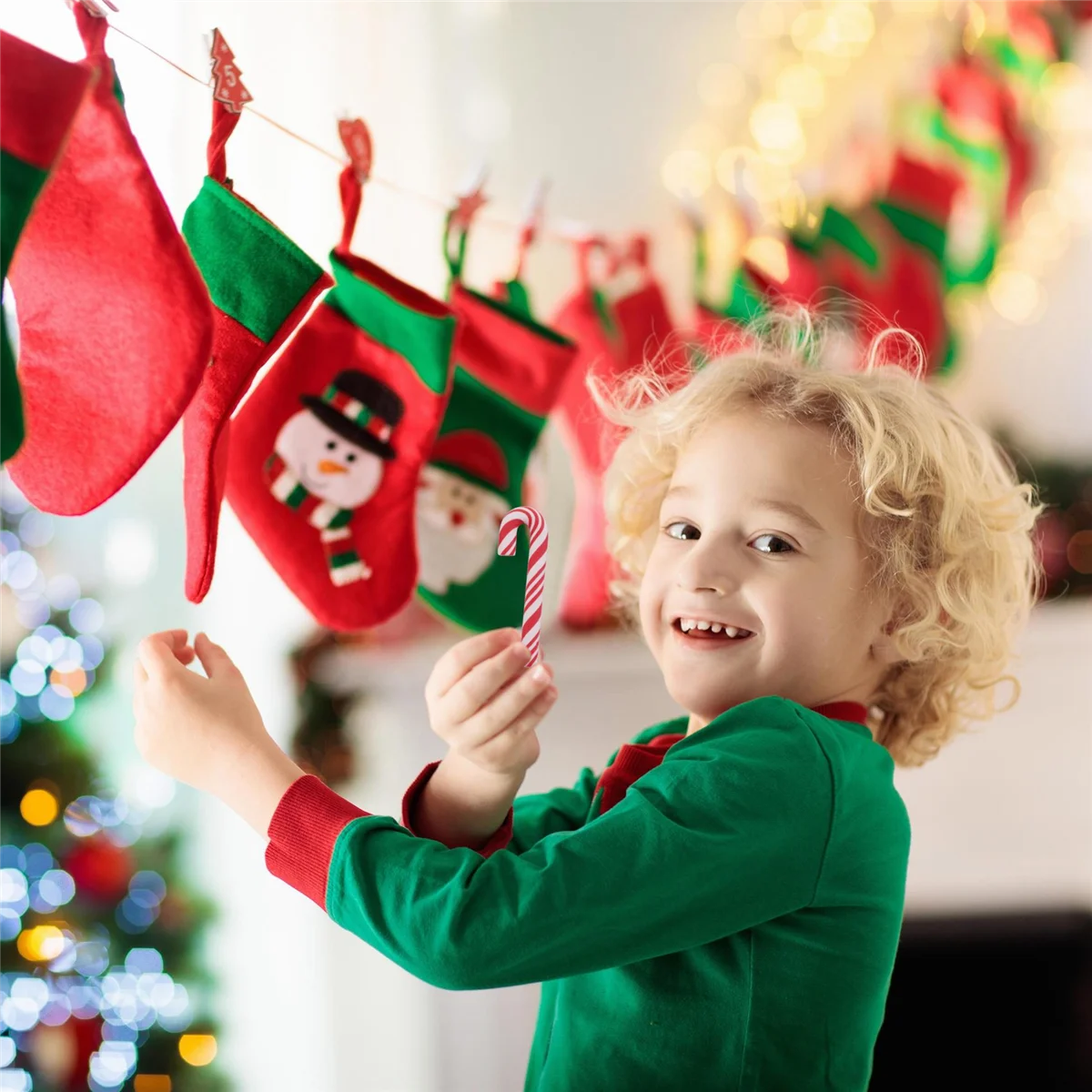 Canne de Noël l'inventaire faite à la main rouge et blanche, courses alimentaires, décoration d'intérieur, canne en bonbon en argile, 120 pièces