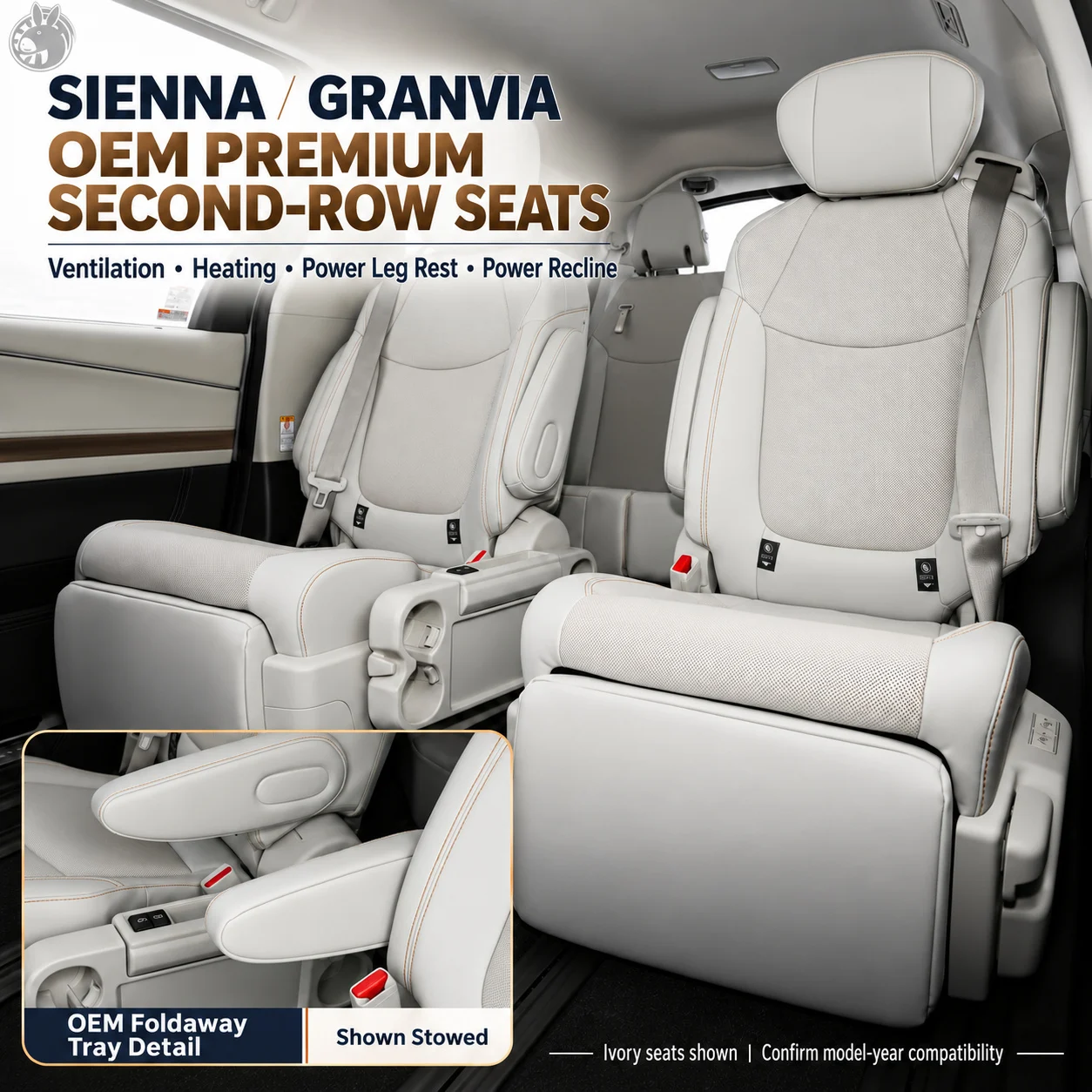 For Toyota Sienna 2021-2025 leather mid-row seat pair of Sienna modified Non-destructive installation high configure