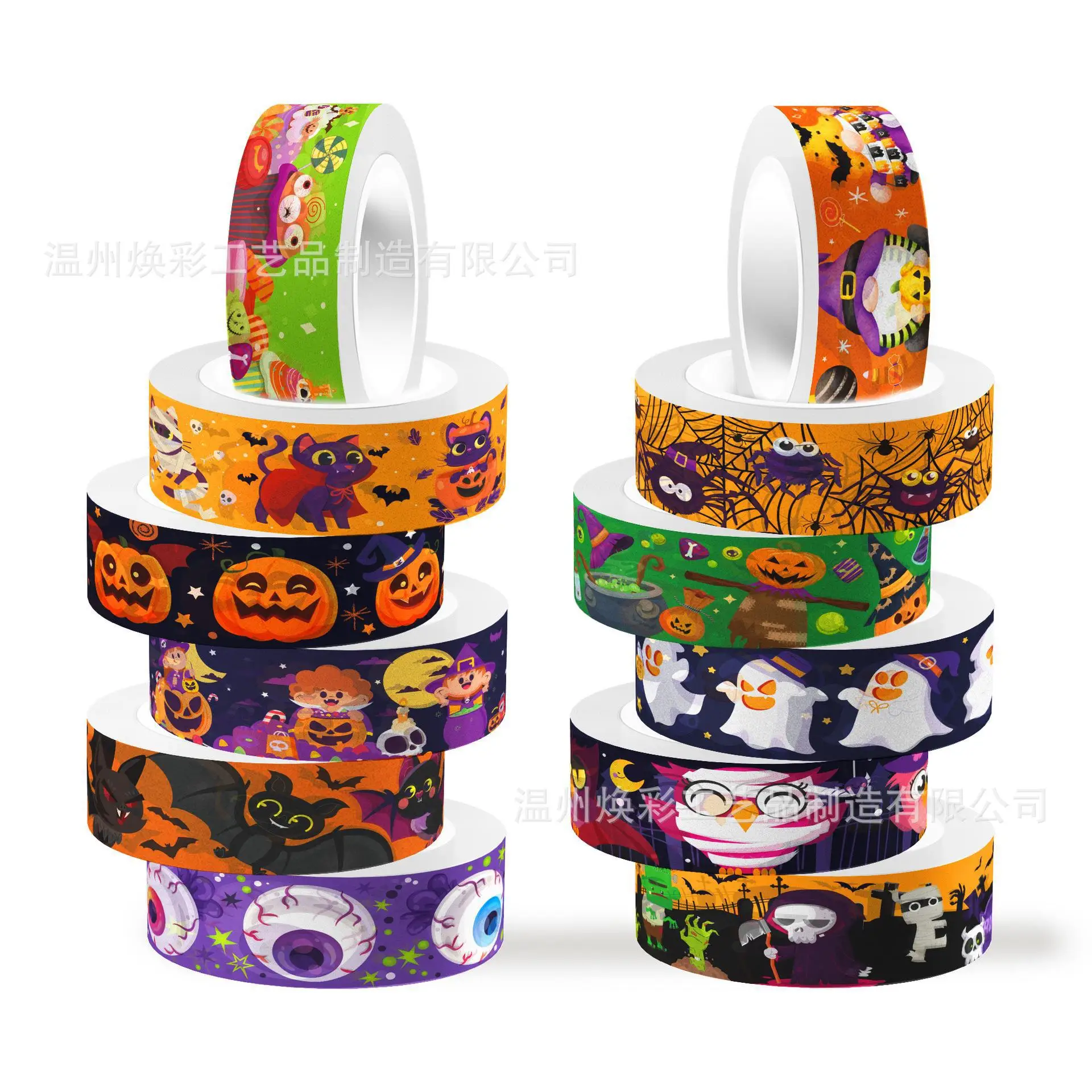 Halloween Pumpkin Rolo Transparente Adesivo e Fita De Papel, DIY Handbook Material Washi Tape