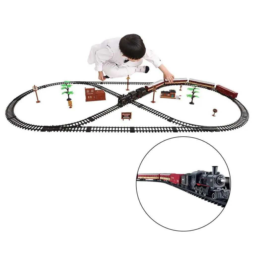 

Battery Operated Electric Train Toy Lights & Sound Railway Track Play Set