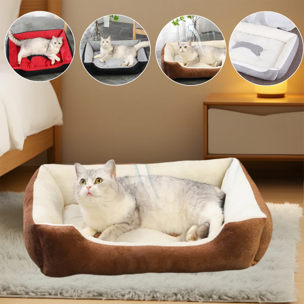 

Bed for Cats Plush Cat Nest Kennel All Season Washable Dogs Sofa Winter Warm Thickened Kittens Bed XXS-XL Кровать Для Кошек Кот