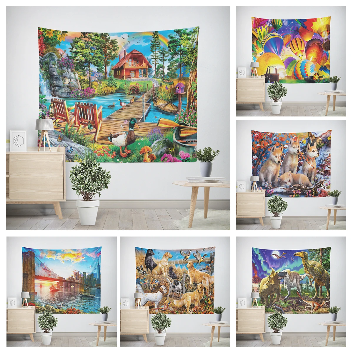 Home decoration Colorful Animal Scenery room decor wall tapestry aesthetic bedroom aesthetic wall art large fabric wall tapestry