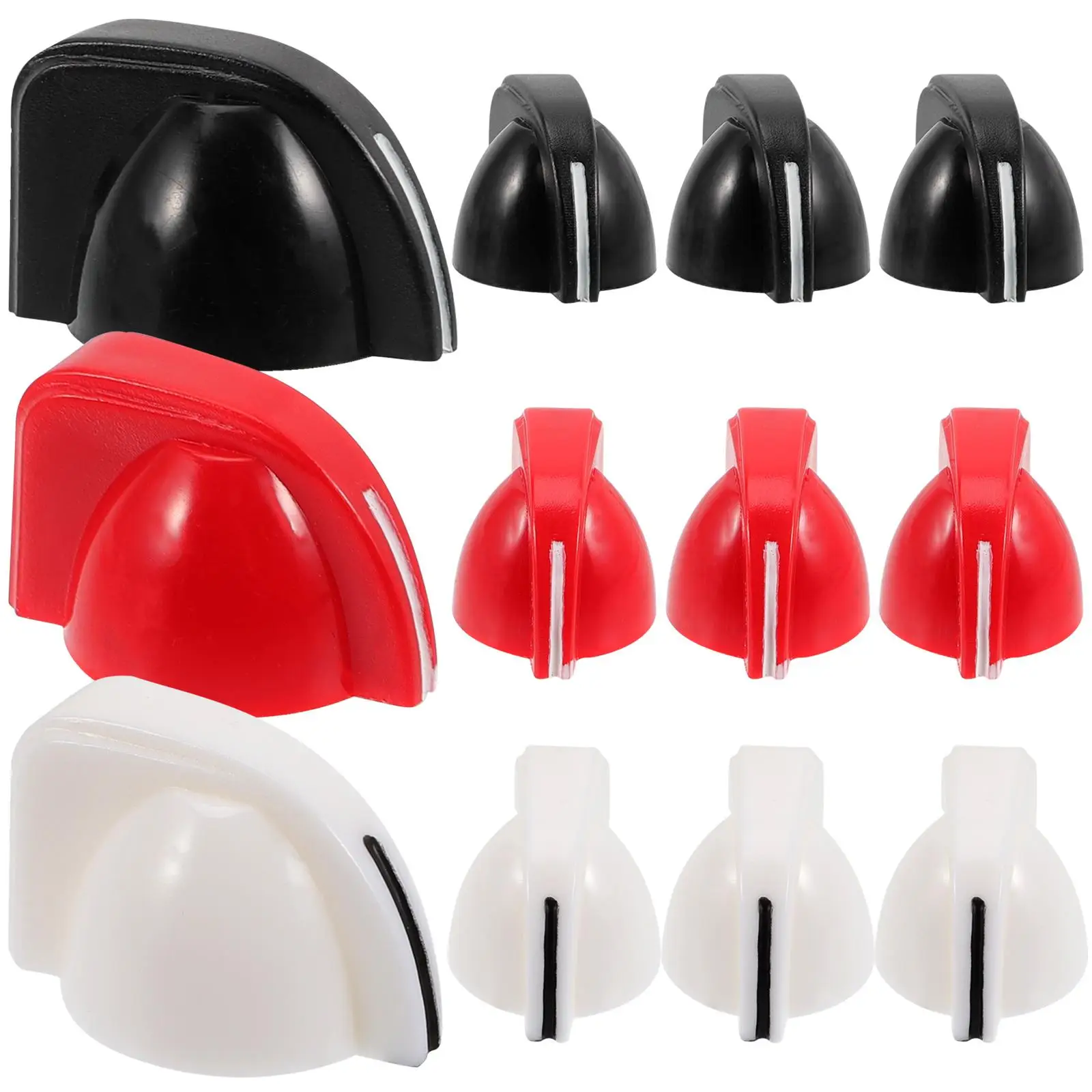 

12 Pcs Potentiometer Knobs Caps White Red Black Volume Tone Control Guitar Bass Amplifier Sound Equipment Plastic
