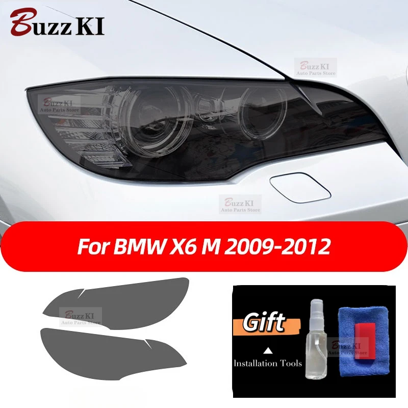 

2 Pcs M Performance Car Headlight Protective Film Transparent Smoked Black TPU Sticker For BMW X6 2008-2014 E71 M Accessories