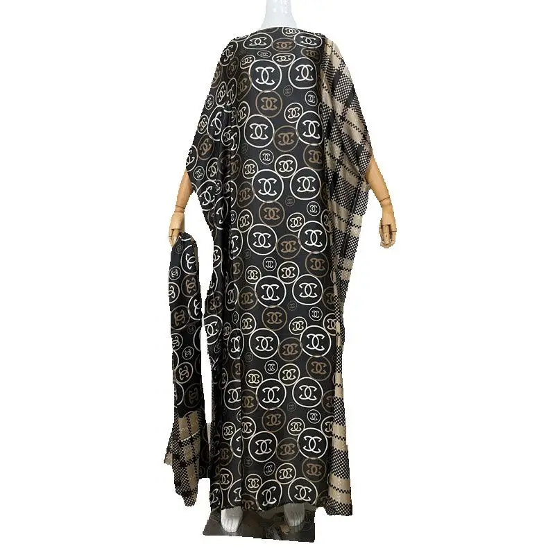 2023 O-neck African Dresses For Women Over Size Summer Bohemian Silk Kaftan Dress For Lady Full Length Muslim Abaya Hijab Caftan