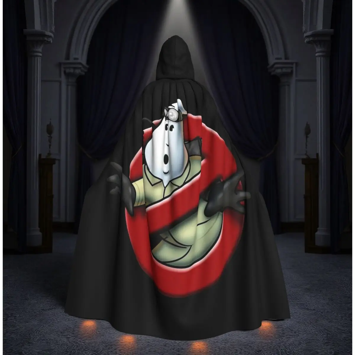 

The GhostBusters Logo Pattern Long Hooded Cloak Witch Medieval Costume Cosplay Cape HalloweenParty Adult Unisex