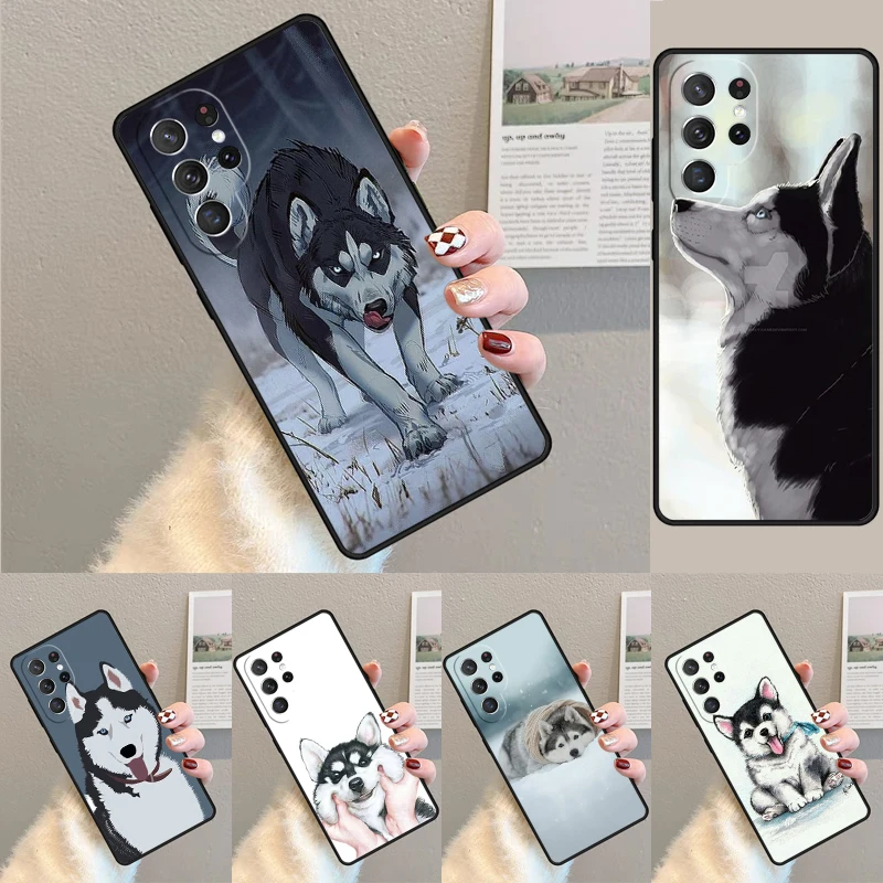 Чехол для Samsung Galaxy S24 Ultra S21 S22 S8 S9 S10E Note 10 20 Plus FE S23 чехол для телефона с изображением собаки хаски Чехол для Samsung Galaxy S24 Ultra S21 S22 S8 S9 S10E Note 10 20 Plus FE S23 чехол для телефона с изображением собаки хаски