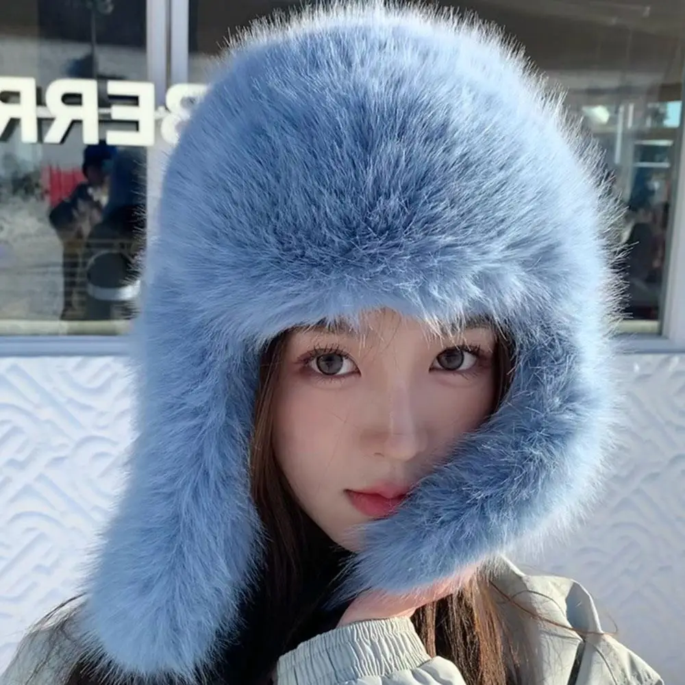 

Пушистая однотонная зимняя шапка Lei Feng для женщин и мужчин из искусственного меха норки, толстая пушистая теплая теплая шапка для головы, уличная морозостойкая лыжная шапка