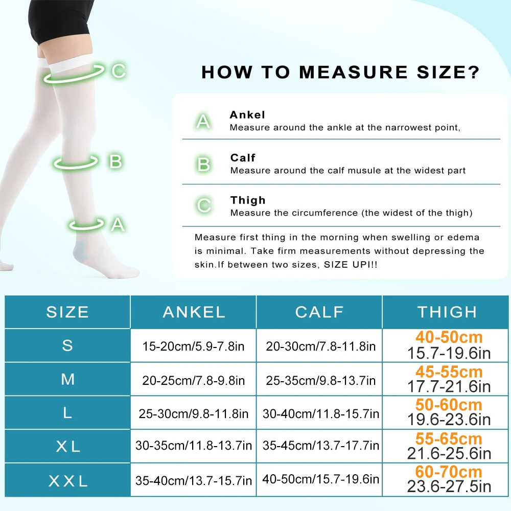 1Pair Medical Anti Embolism Ted Hose 15-20 MmHg | 1Pair Thigh High Compression Socks for Post Surgery (Unisex)