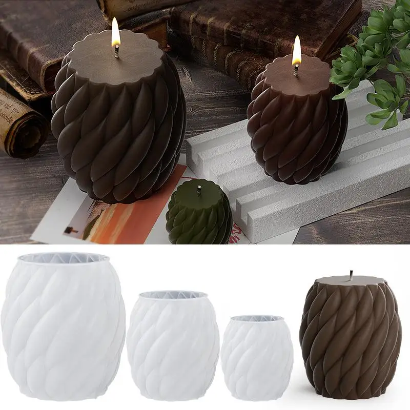 Rotate Wave Raindrop Column Candle Making Tool Geometric Spiral Cylinder Soap Resin Silicone Mold Multi Size Chocolate Ice Mould