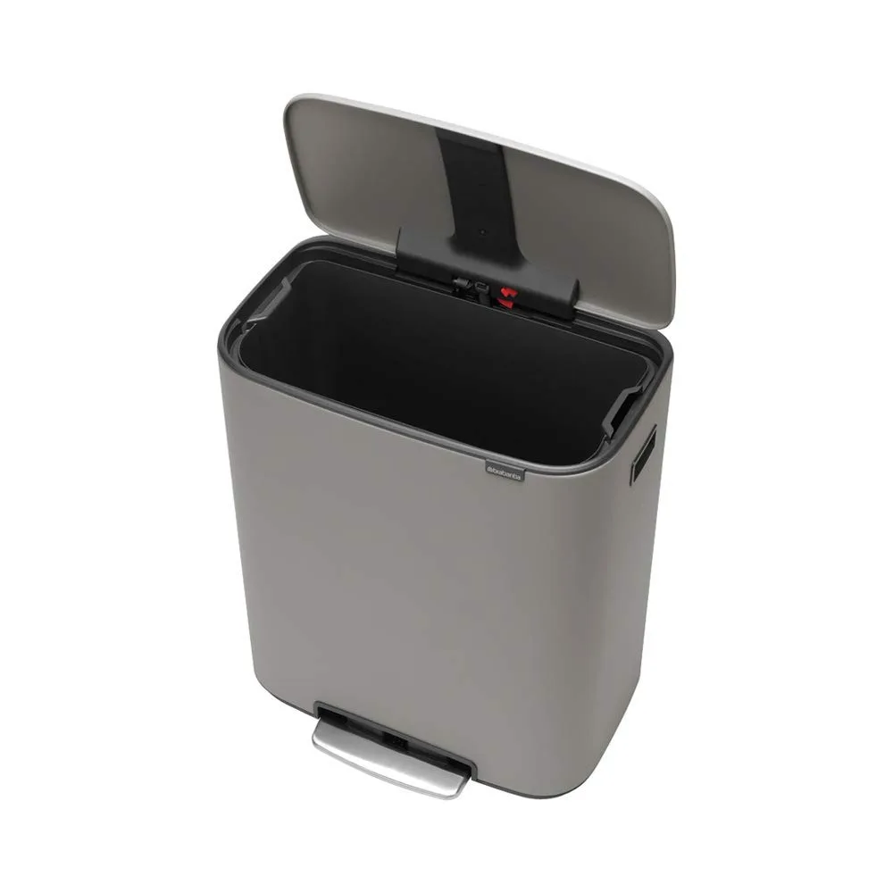 tep-On Pedal Trash Can - 16 Gal Inner Bucket (Mineral Concrete Gray) Waste/Recycling Garbage Can, Removable Compartment