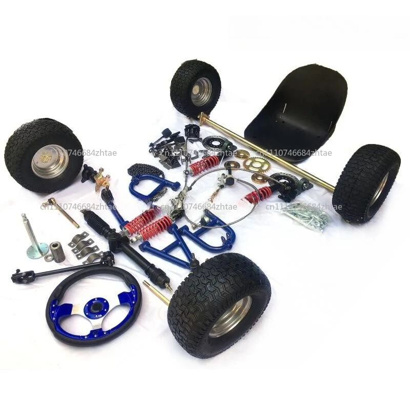 homemade four-wheeler front and rear suspension with color steering wheel, steering 1 meter rear axle full set of accessories