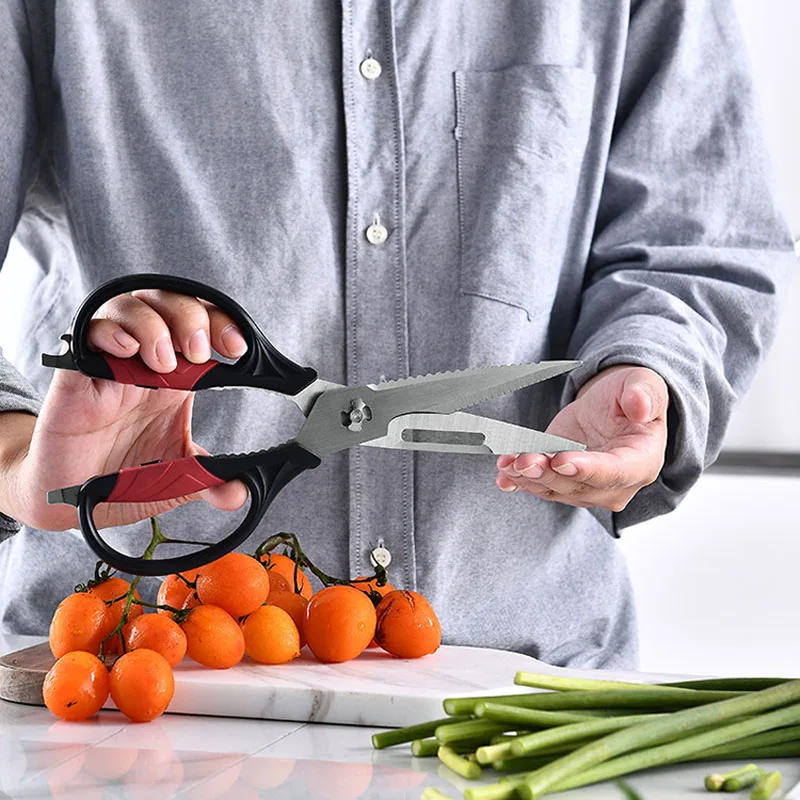 Stainless Steel Separable Power Shear Multifunctional Household Kitchen Bone Scissors With Paring Knife Bottle Can Opener