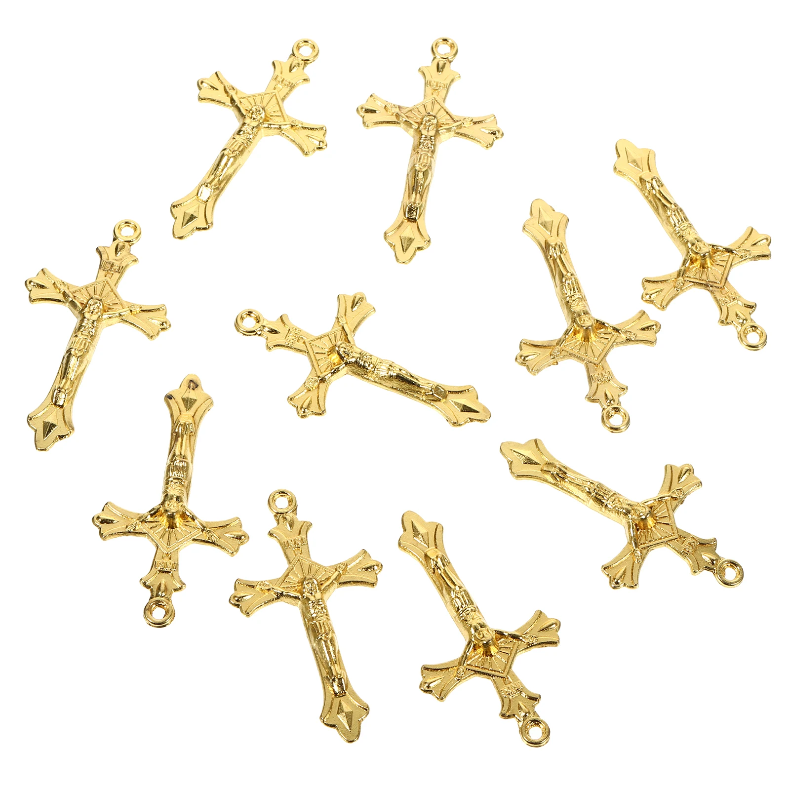 

10pcs Gold-Plated Cross Pendant Charms Zinc Alloy Jewelry Making Diy Necklace Bracelet Earrings Keychain Decor Accessories