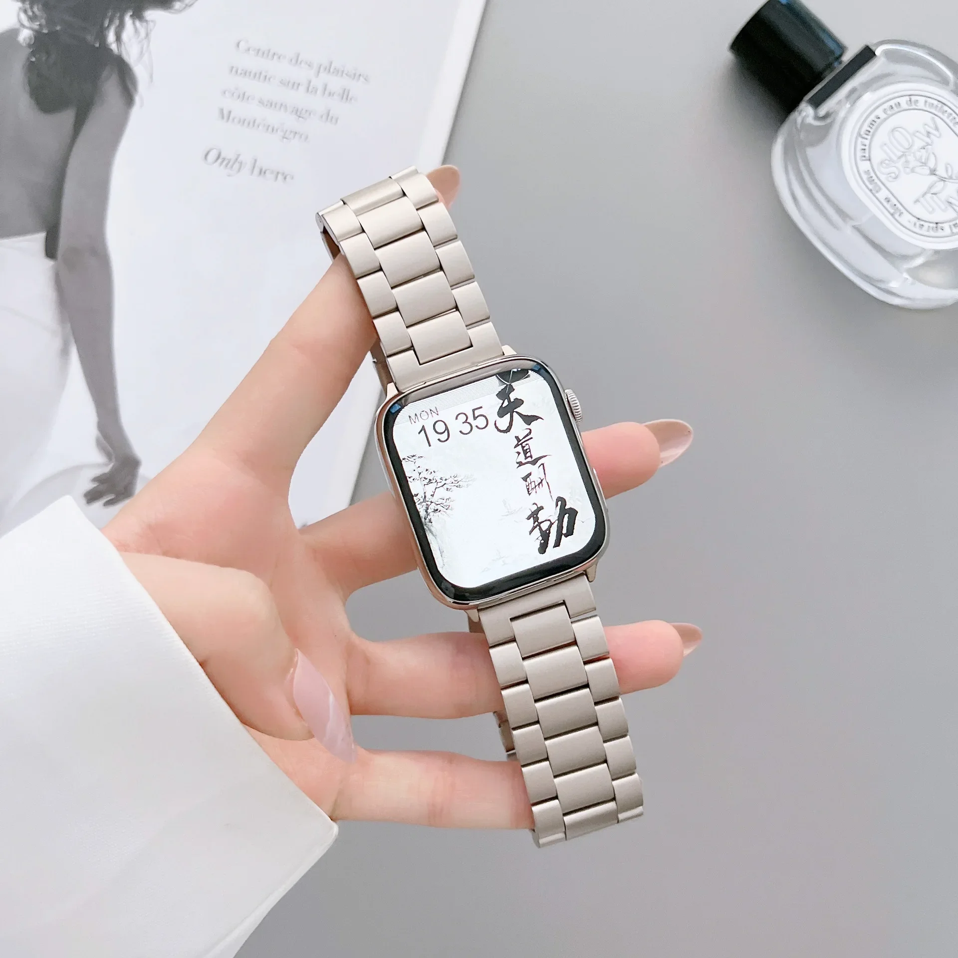 Women Starlight Metal Strap for Apple Watch Ultra2 Band 49mm 44mm 42mm 45mm Stainless Steel Bracelet IWatch Series 9 8 7 SE 6 5