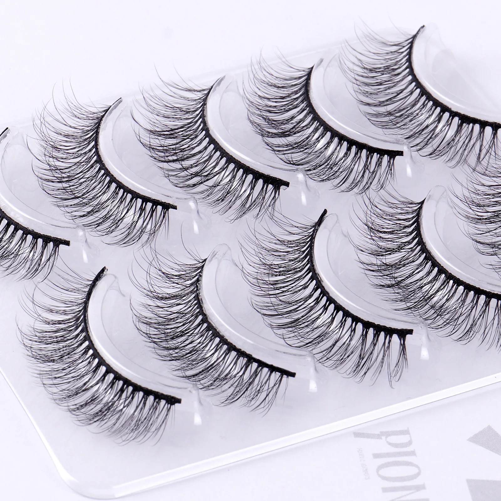 Natural Soft Fluffy Cílios, Wispy Full Strip Lashes, Faux Mink, Wispy Extensão, Ferramenta de Maquiagem, 6D, 5 Pares