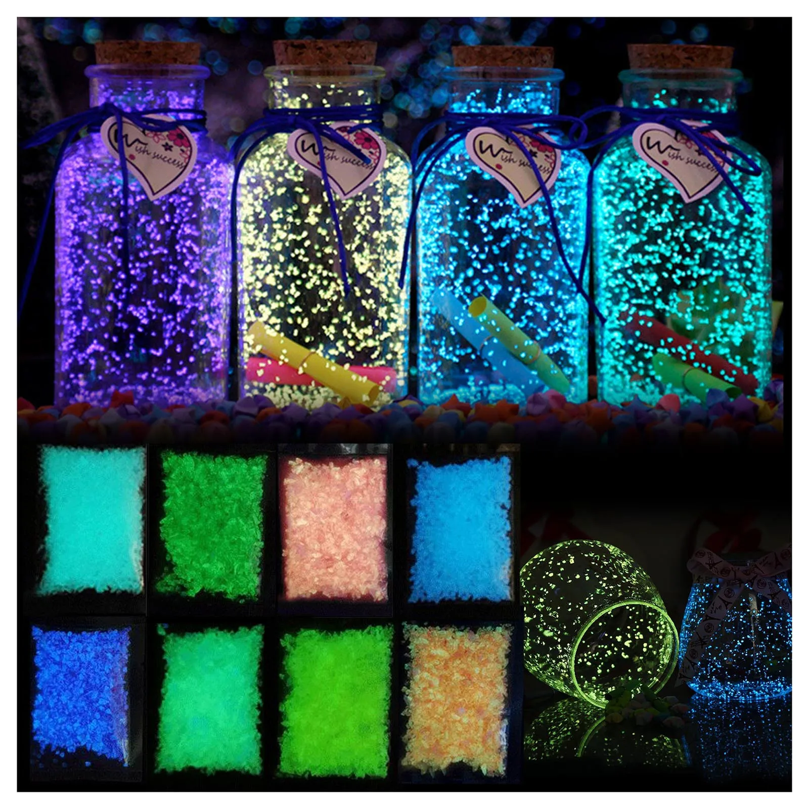 Luminous Sand Stones Glow In The Dark Sand For Aquarium Fish Tank Decoration Stone Ornaments Garden Park Road Pebbles Ornaments