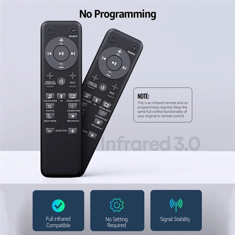 

SQPP-Remote Control Replacement For Soundbar 2.1/3.1/5.1 Speaker System JBLBAR51BLKAM JBLBAR51BLKEP JBLBAR51BLKAM-Z Parts 2P