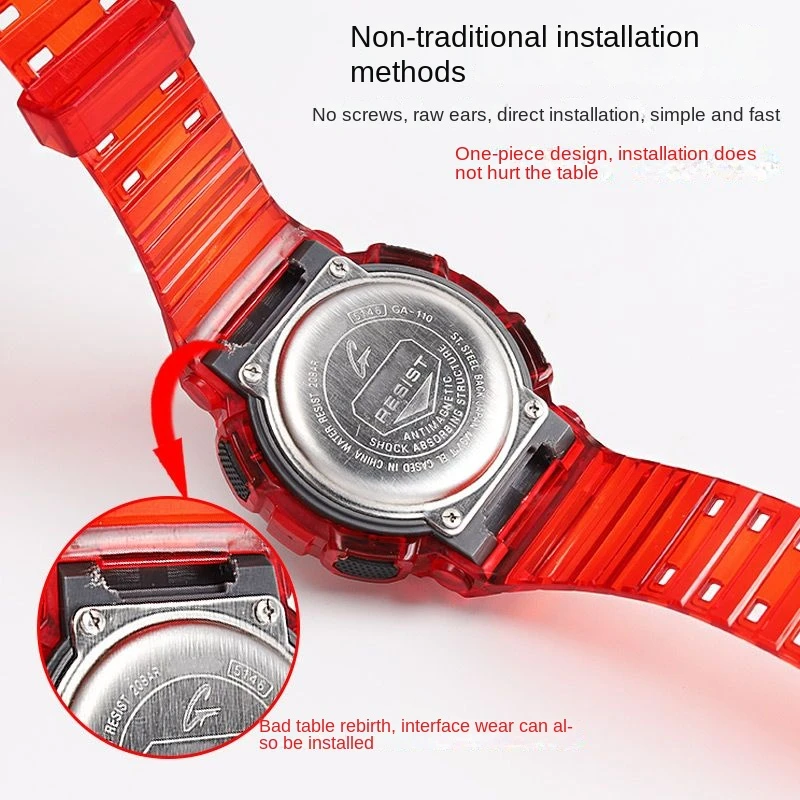 Silicone Watch Case Strap for Casio Watchband Bezel GA-100 GA-110/120/140 GD-100/110/120 5081 5229 Transparent TPU Accessories