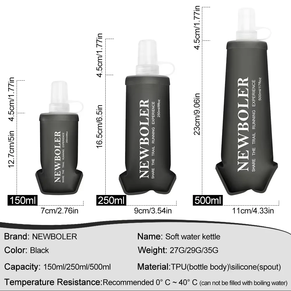 150/250/500ml TPU Folding Soft Flask Sport Water Bottle Drink Portable Water Bottle Running Hiking Bicycle Fitness Water Bag